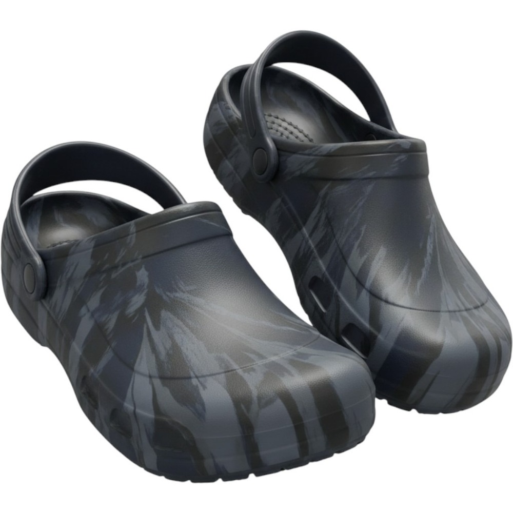 Crocs Bistro Clogs Tie Dye Black & Grey Slip Resistant Work Shoes M6 OR W8